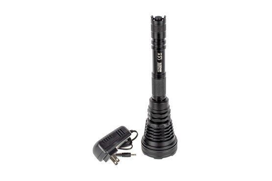 The Nitecore MH40GTR Ultra long throw flashlight comes with a DC battery charger